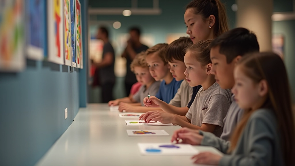 Interactive science museum exhibit with children and adults engaged in hands-on learning activities and demonstrations
